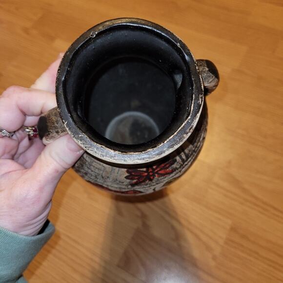 Vtg Handcrafted Ceramic Pottery Vase Folk Art Birds Primative Rustic Farmhouse - Picture 5 of 8